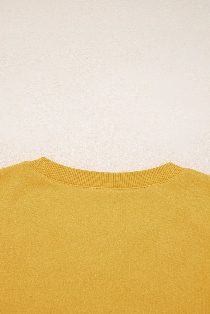 Pleated Balloon Sleeve Pullover Solid Sweatshirt - Tops/Sweatshirts & Hoodies