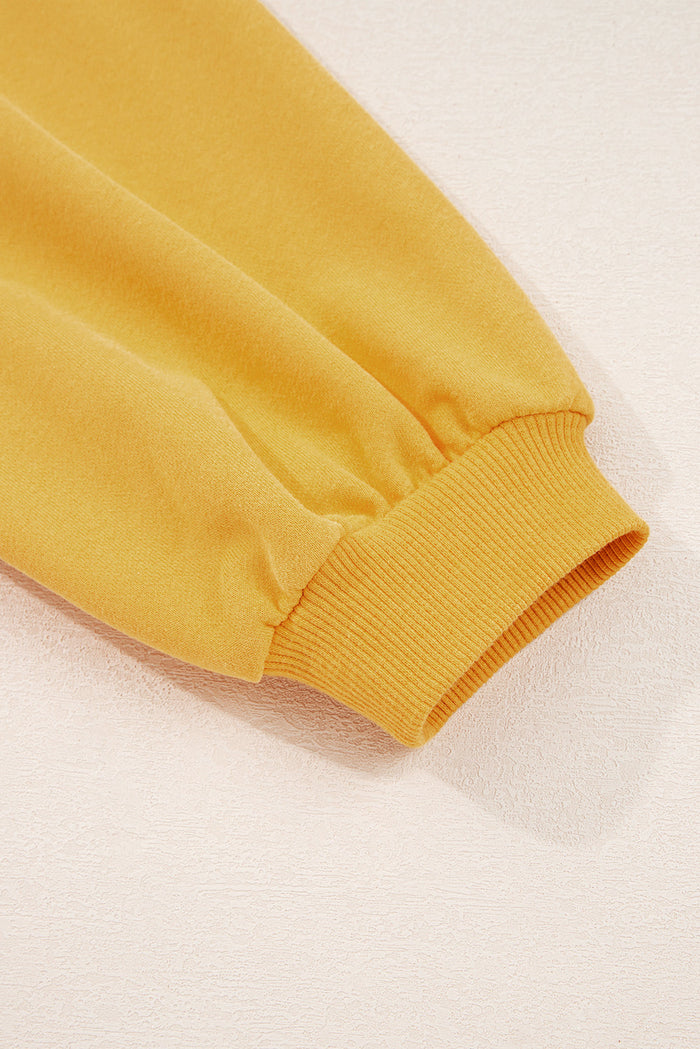 Pleated Balloon Sleeve Pullover Solid Sweatshirt - Tops/Sweatshirts & Hoodies