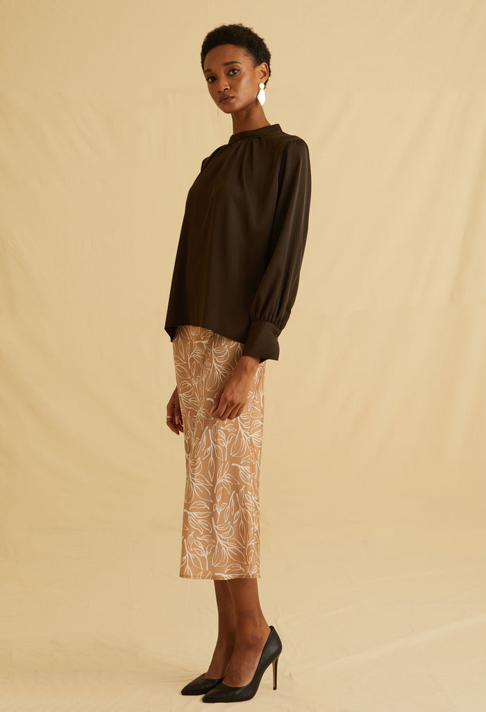 Poised Mandarin Long Sleeves Top