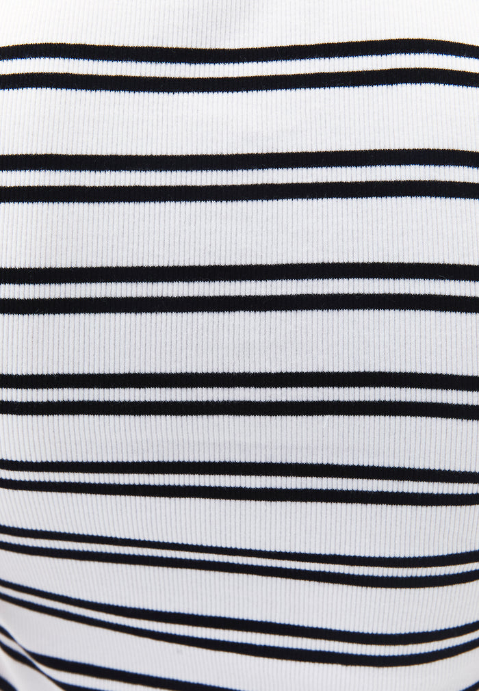Polo Collar Tank Top - WHITE/BLACK