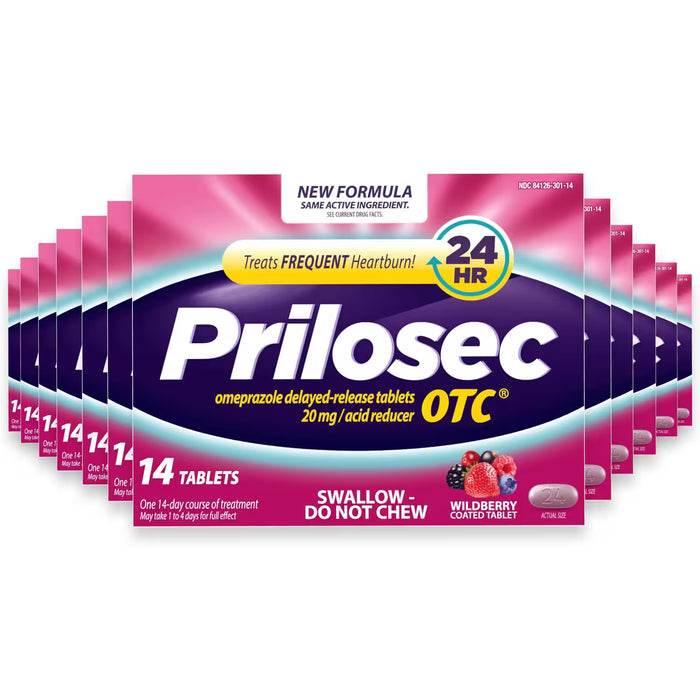 Prilosec OTC Wildberry Tablets 20 mg - 14 Ct- 24 Pack