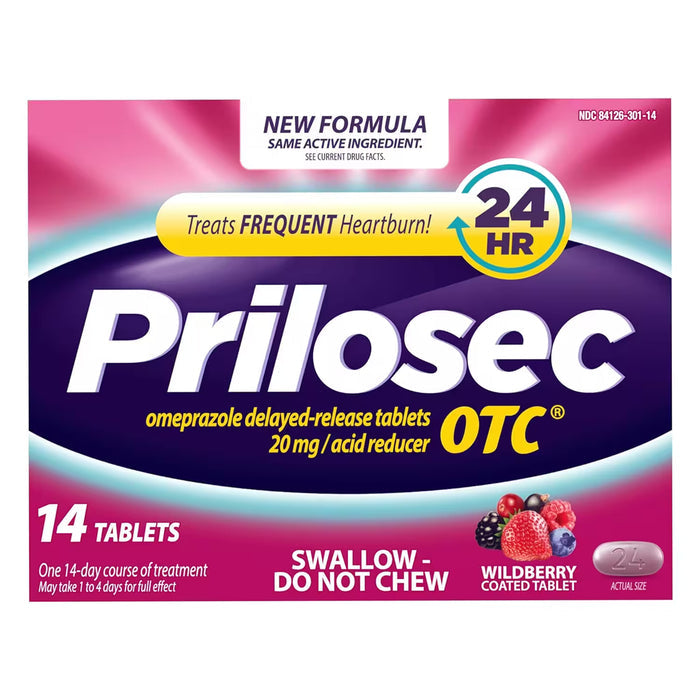 Prilosec OTC Wildberry Tablets 20 mg - 14 Ct- 24 Pack