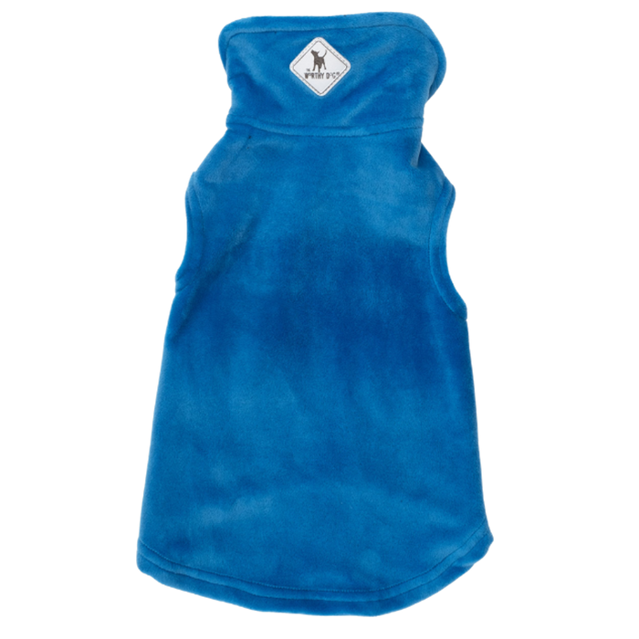 Blue pullover with a brand logo on a white background