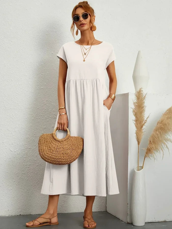 Quessara - Robe Midi Décontractée Coupe Fluide