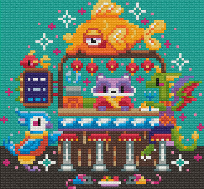 Raccoon Restaurant | Pixel Charted | Ready To Ship
