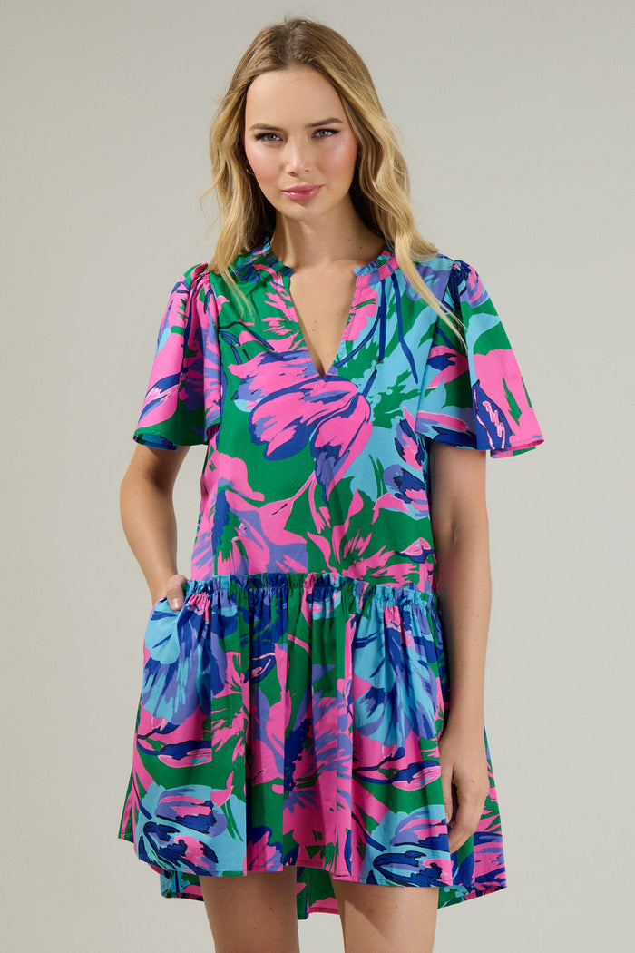 Raylee Floral Rock A By Trapeze Mini Dress