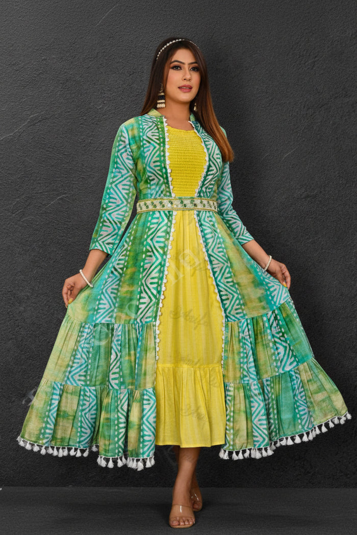 Rayon Kurti with jacket - Kurti Connection USA