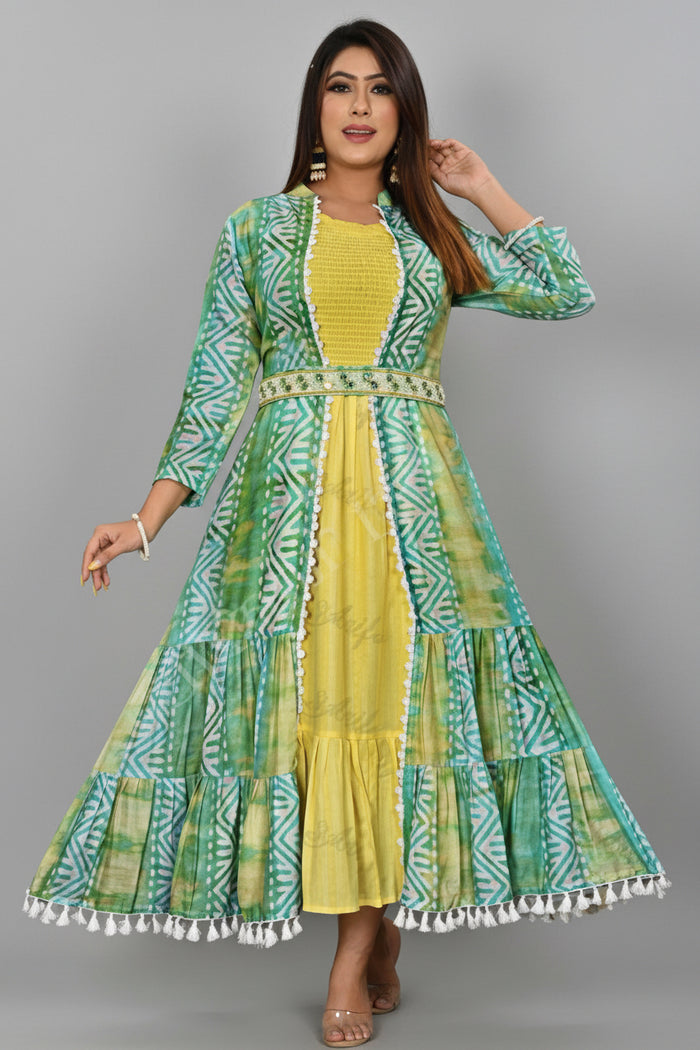 Rayon Kurti with jacket - Kurti Connection USA