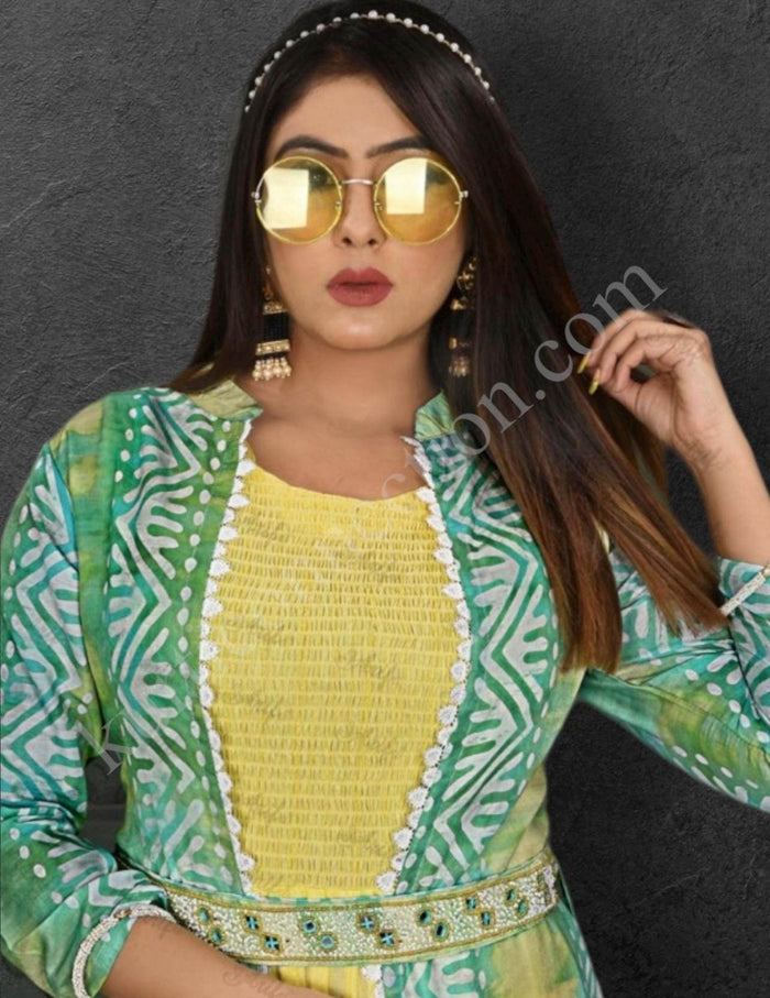 Rayon Kurti with jacket - Kurti Connection USA