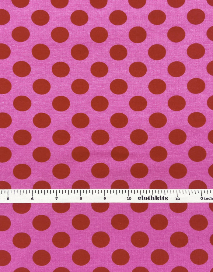 Red & Pink Spot Cotton Jersey Fabric