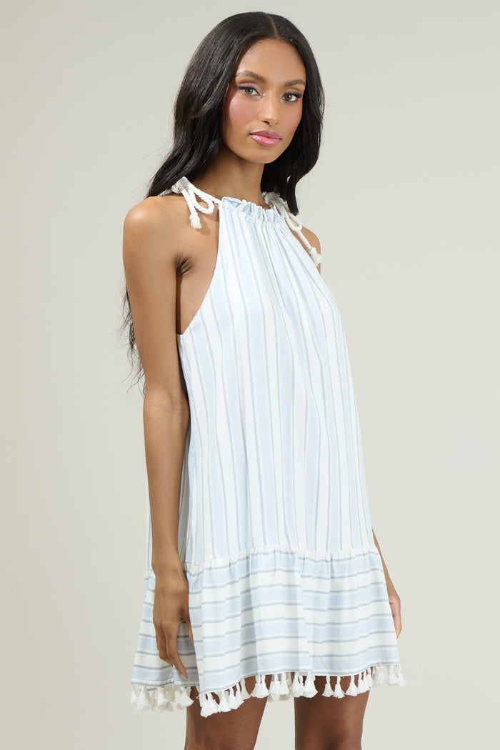 Reina Striped Halter Neck Mini Dress