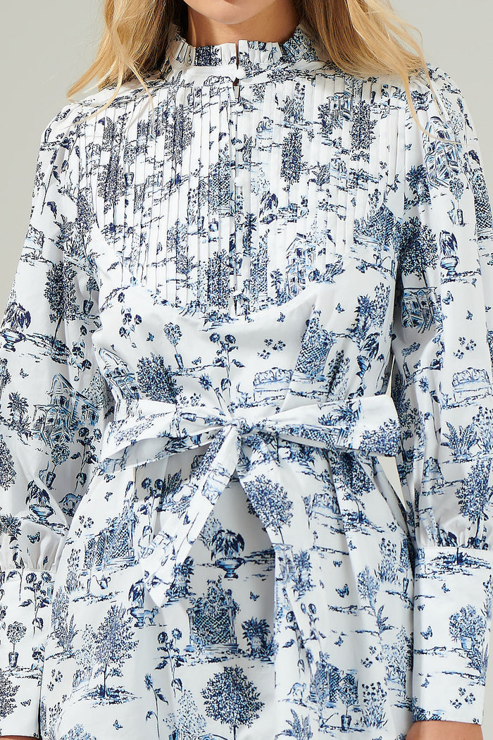 Renzo Toile Beacher Pintuck Shift Dress