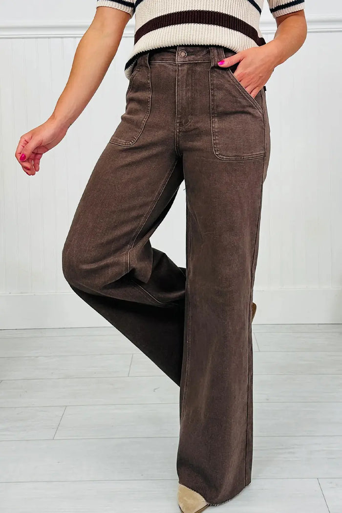 Retro Washed Patch Pocket Loose Jeans - Bottoms/Jeans/WideLeg