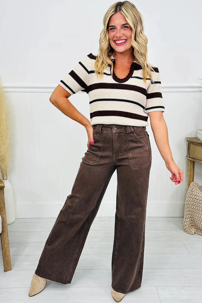 Retro Washed Patch Pocket Loose Jeans - Bottoms/Jeans/WideLeg