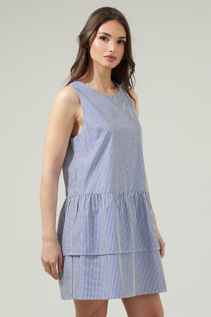 Reynaga Striped Lia Tiered Mini Dress