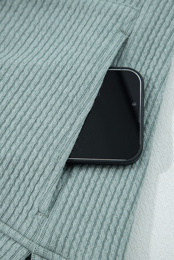Ribbed Drop Shoulder Textured Hoodie - Tops/Sweatshirts & Hoodies
