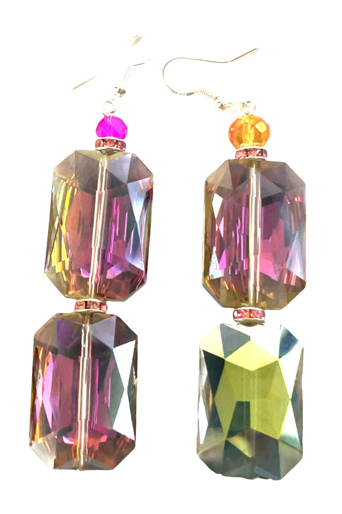 Style the Rose Green 2 Tier Crystal Dangle Earring exclusively at Born To Glam