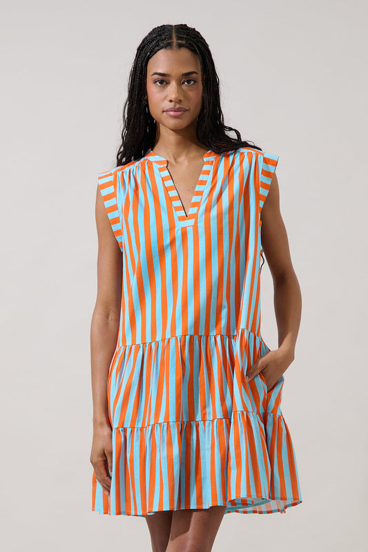 Roselia Tiered Mini Dress Lasha Stripe