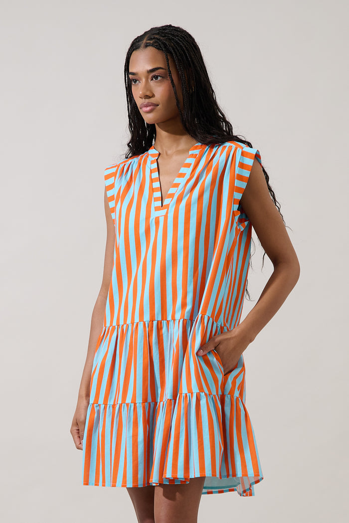 Roselia Tiered Mini Dress Lasha Stripe