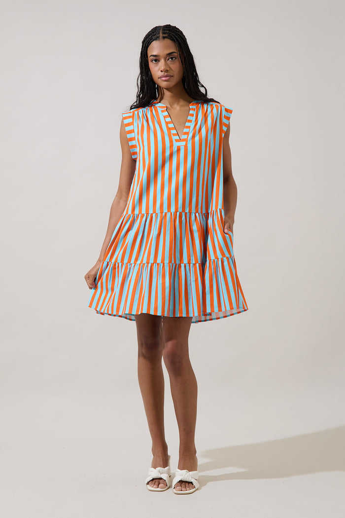 Roselia Tiered Mini Dress Lasha Stripe