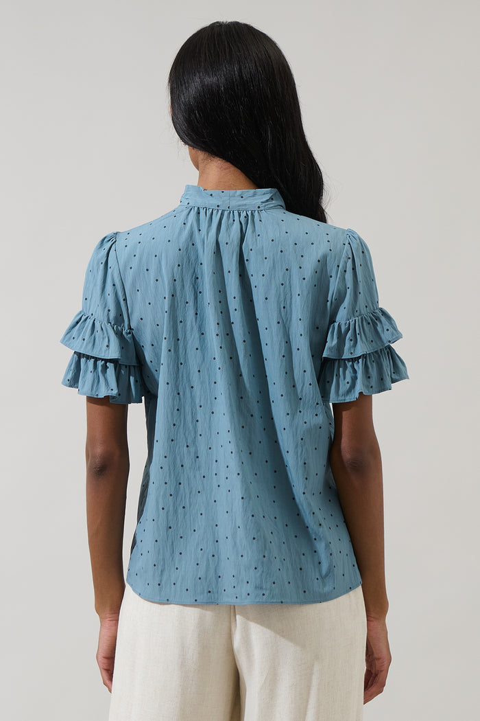 Runel Dot Tie Neck Bianca Blouse