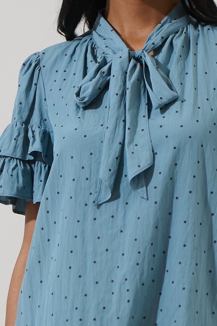 Runel Dot Tie Neck Bianca Blouse