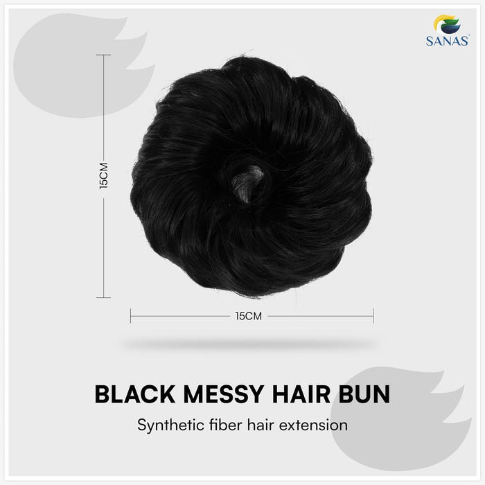 Black Synthetic Hair Bun Extension for Women