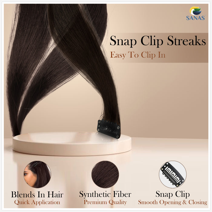 Brown Highlight Hair Extensions Clip-In Synthetic Hair Streaks by SANAS