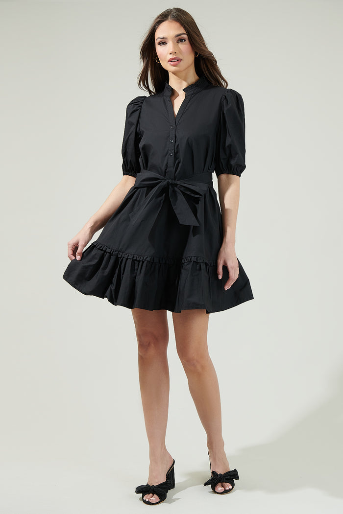 Sasha Split Neck Shift Mini Dress