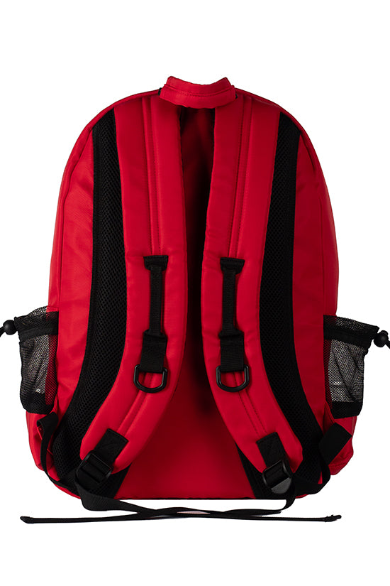 Satin in Red Rebel Raven Backpack with Black Zipper