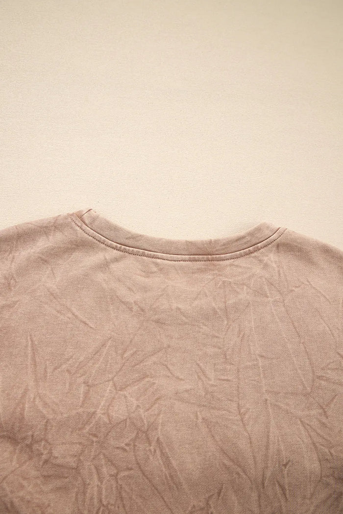’Saved By Grace’ Letter Embroidery Mineral Wash Loose Sweatshirt - Tops/Sweatshirts & Hoodies