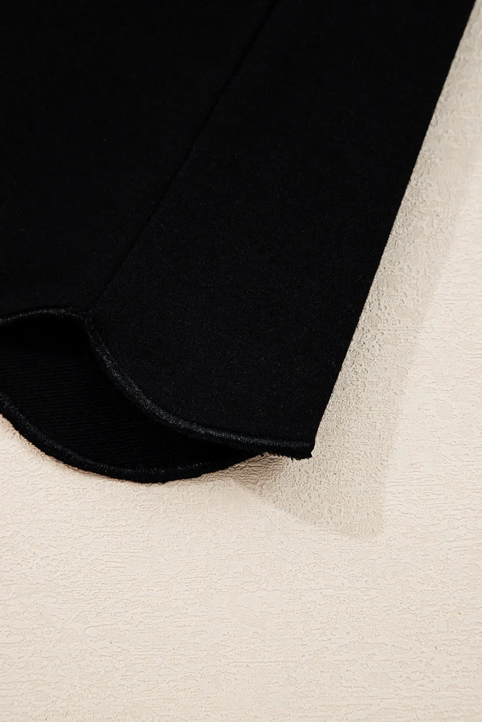 Scallop Trim Colour Block Long Sleeve Collared Top - Tops/Long Tops