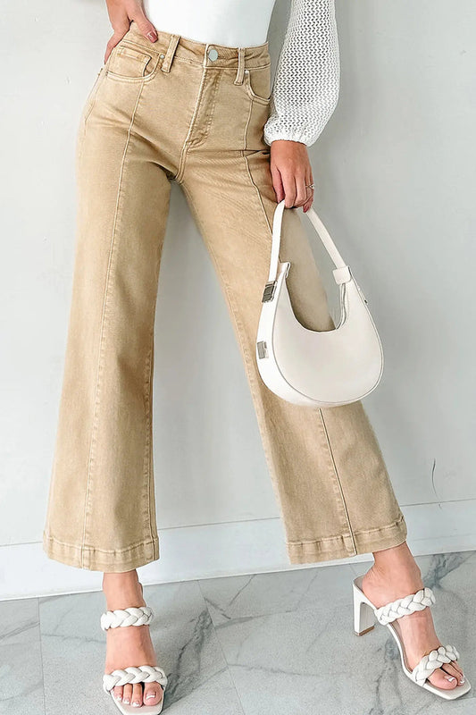 Seamed Center Wide Leg Cropped Jeans