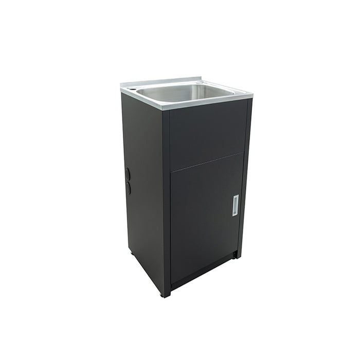 Seamless Metal Basin Laundry Tub with PVC Matte Black Cabinet 455/600mm