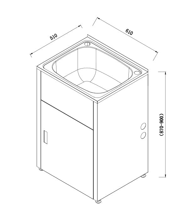 Seamless Metal Basin Laundry Tub with PVC Matte Black Cabinet 455/600mm