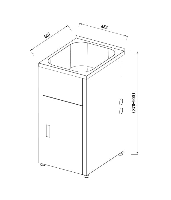 Seamless Metal Basin Laundry Tub with PVC Matte Black Cabinet 455/600mm