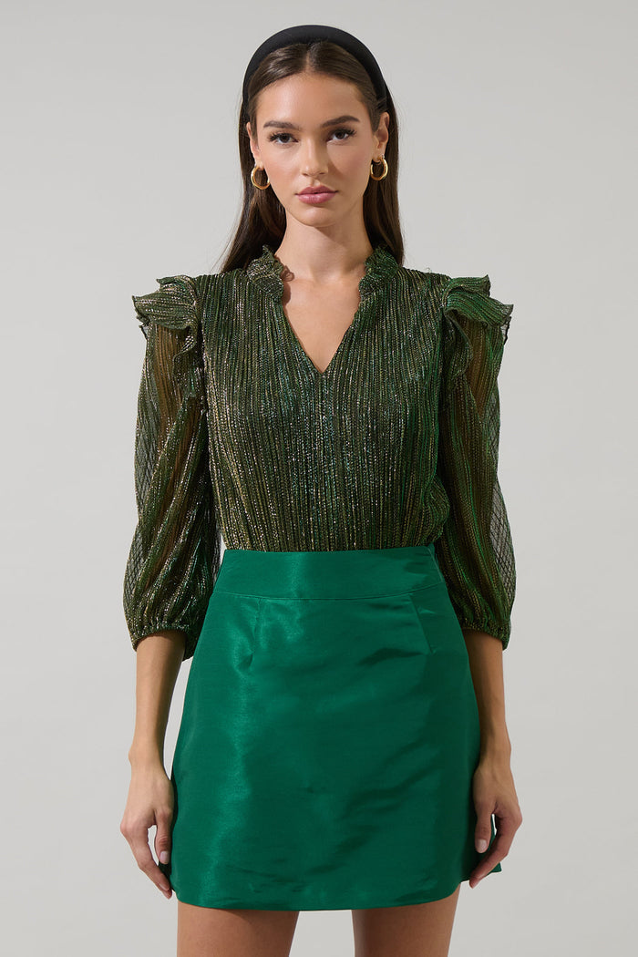 Senoviah Shiny Ruffle Blouse