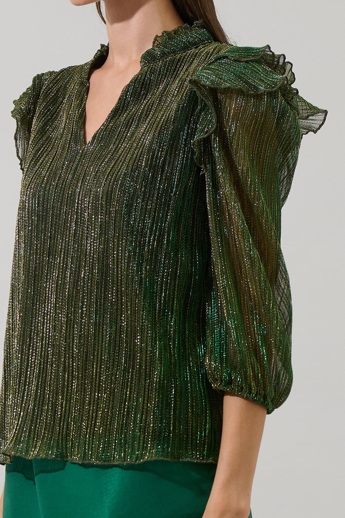 Senoviah Shiny Ruffle Blouse