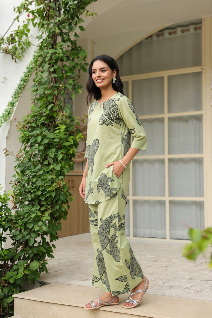 Serene Pastel Green Cotton Co-ord Set