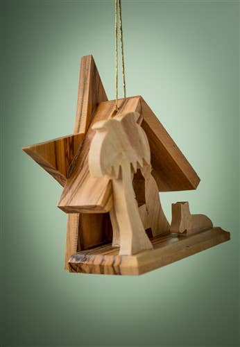 Small Star Grotto Olive Wood Ornament – 3"