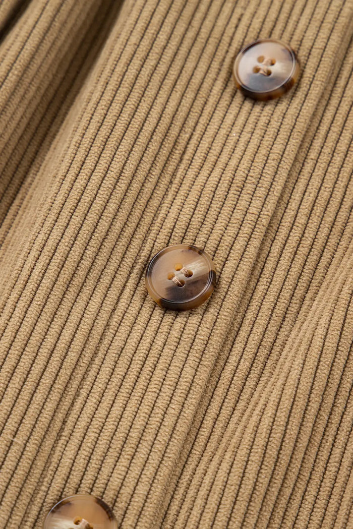 Soft Corduroy Buttoned Front Faux Pockets Mini Skirt - Bottoms/Skirts & Petticoat
