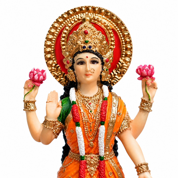Song of India® Hand-Painted Lakshmi & Ganesha Lotus Figurine Set | Diwali Décor
