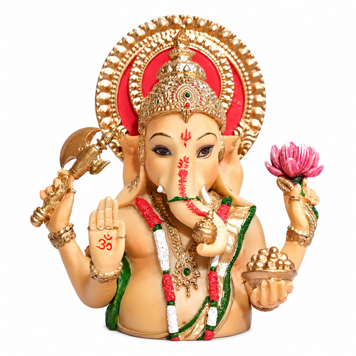 Song of India® Hand-Painted Lakshmi & Ganesha Lotus Figurine Set | Diwali Décor