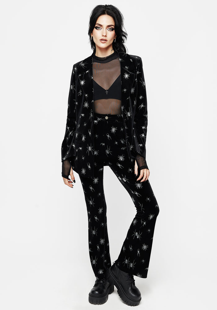 Spiro Foil Print Velour Flared Trousers