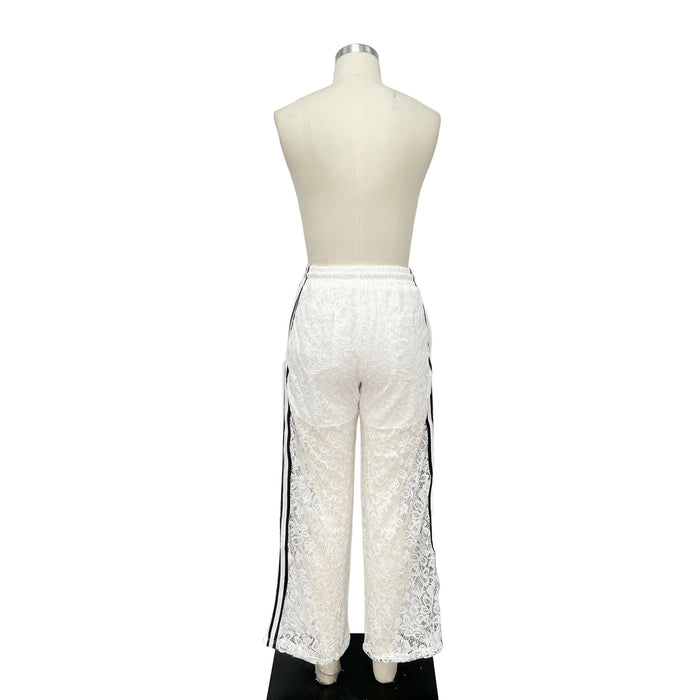 Style the Sporty Lace Snap Pants with Stripes exclusively at Born To Glam