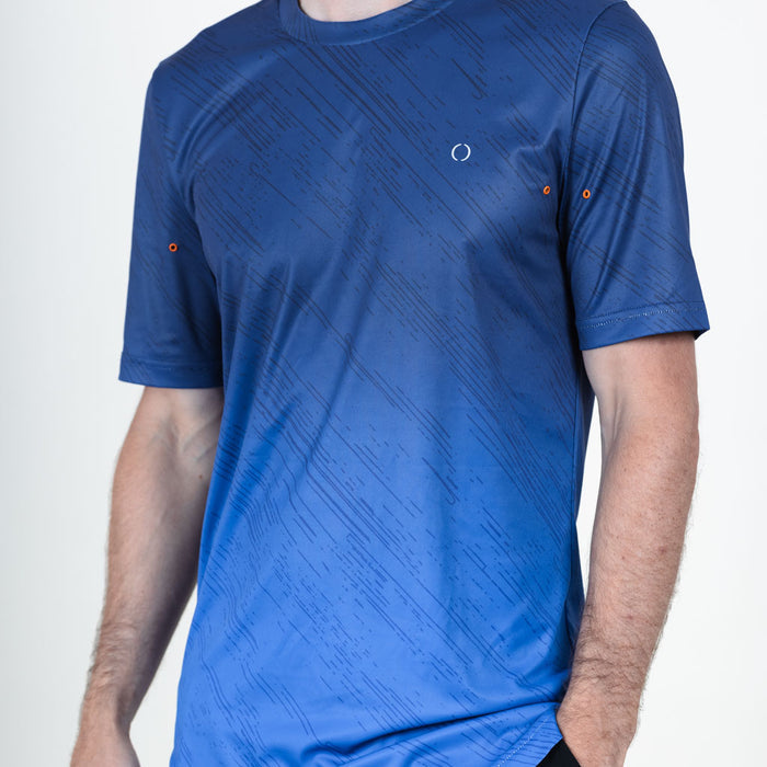 St John Curved Hem Crew Neck T-Shirt - Medieval Blue & Dazzling Blue