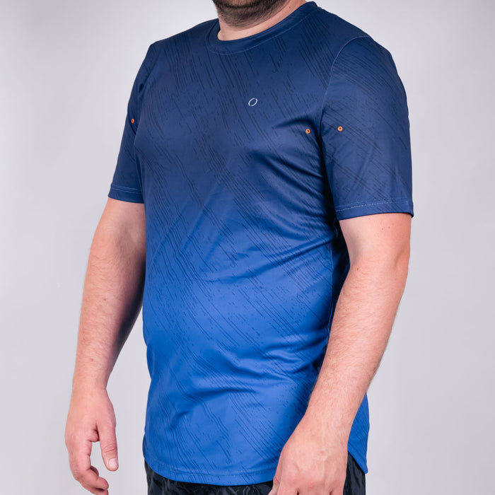 St John Curved Hem Crew Neck T-Shirt - Medieval Blue & Dazzling Blue