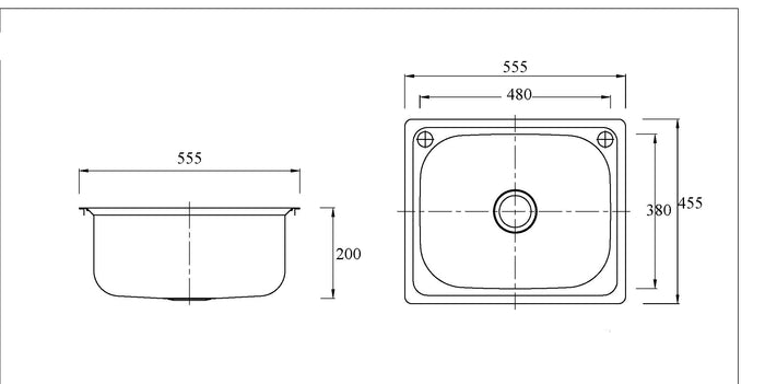 Stainless Drop in Laundry Tub 390-610mm
