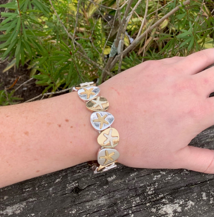 Starfish bracelet- gold and silver