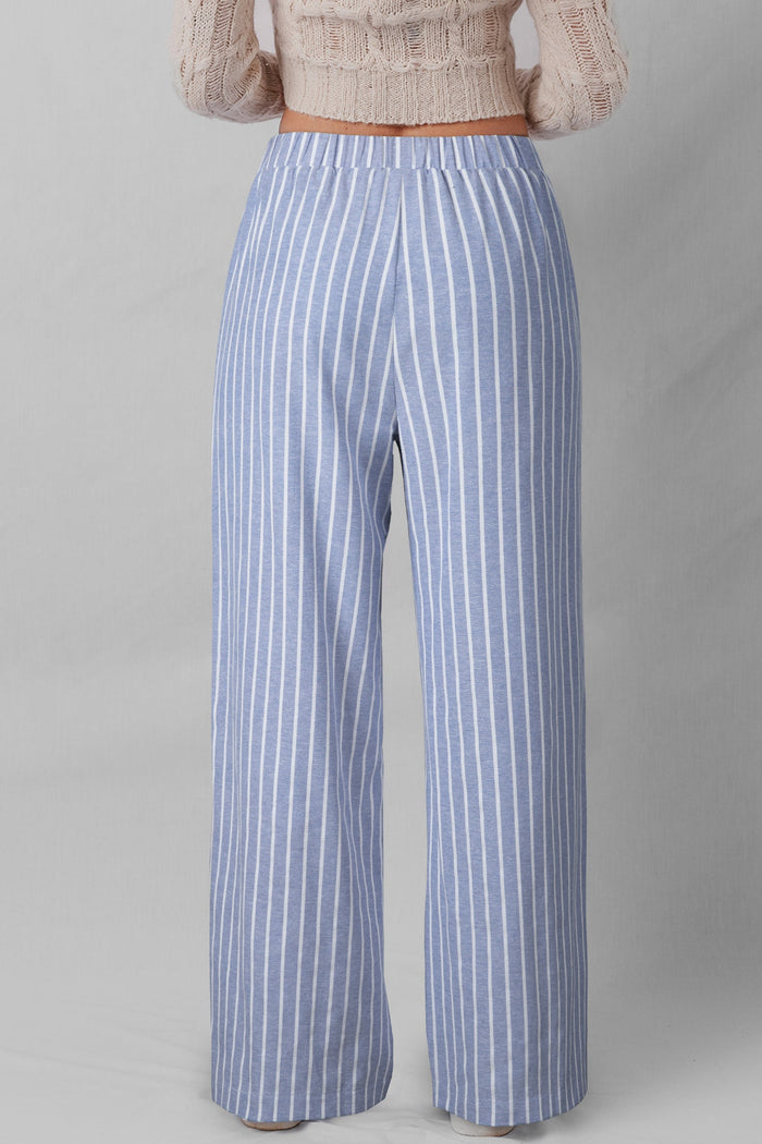 Stripe Buttoned Detail Loose Casual Pants - Bottoms/Pants & Culotte